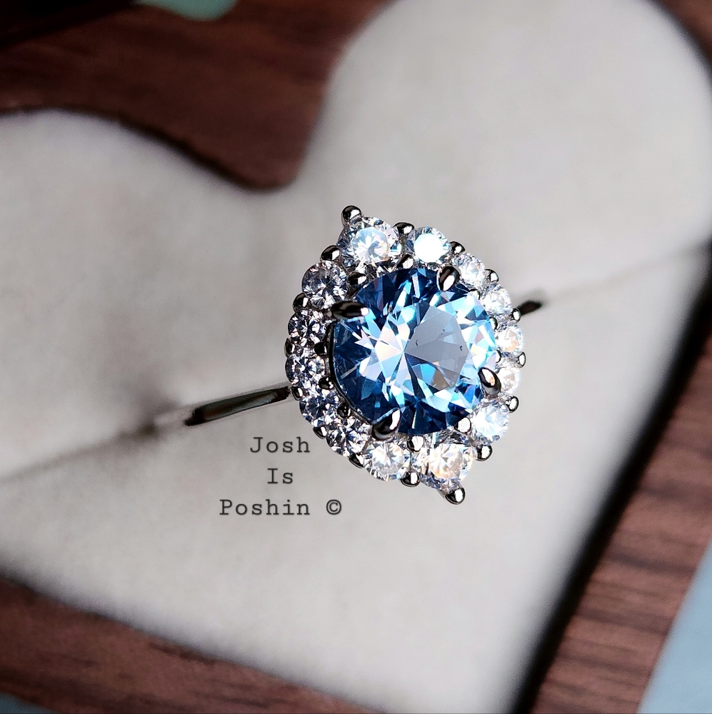 0.8CT Topaz diamond halo in sterling silver